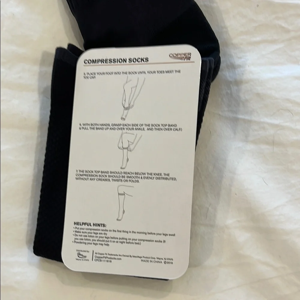 Copper Fit Black Athletic Energy Compression Socks Unisex Great for Travel!